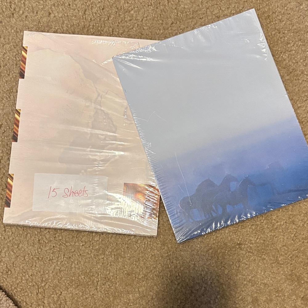 Gradient Blue Horses & Light beige copper globe Decorative Paper Packs - 2 Packs
